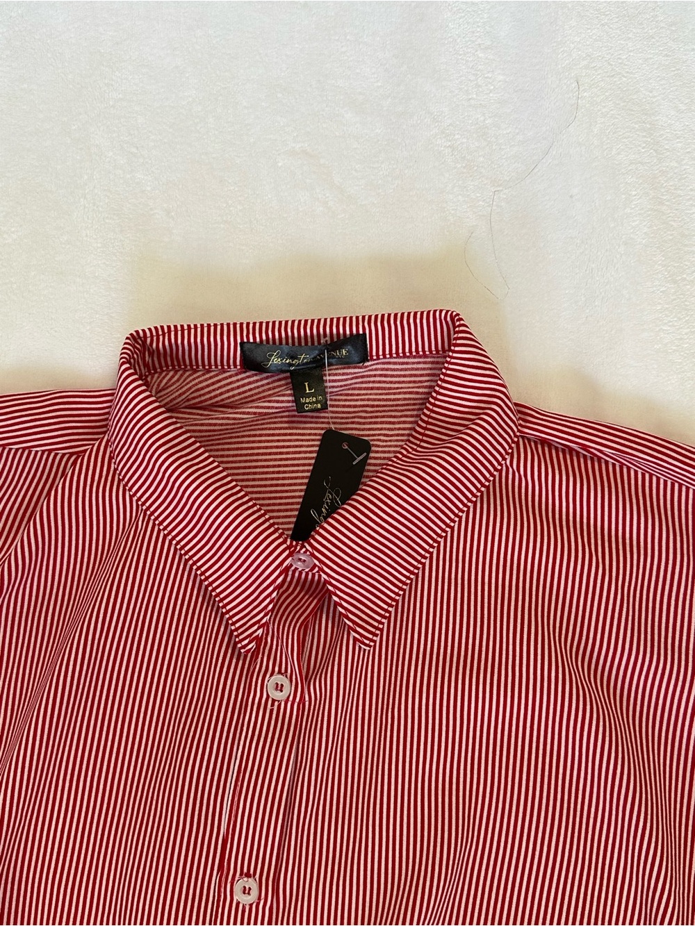 Lexington Avenue NYC Red White Striped Shirt Dress Large NWT Belted - Picture 5 of 7